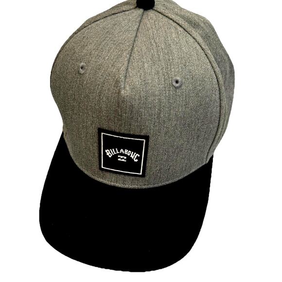 Billabong Hat Gray Black Men's Snapback Hat Y2K Skater Surf retro classic retro - Picture 2 of 6